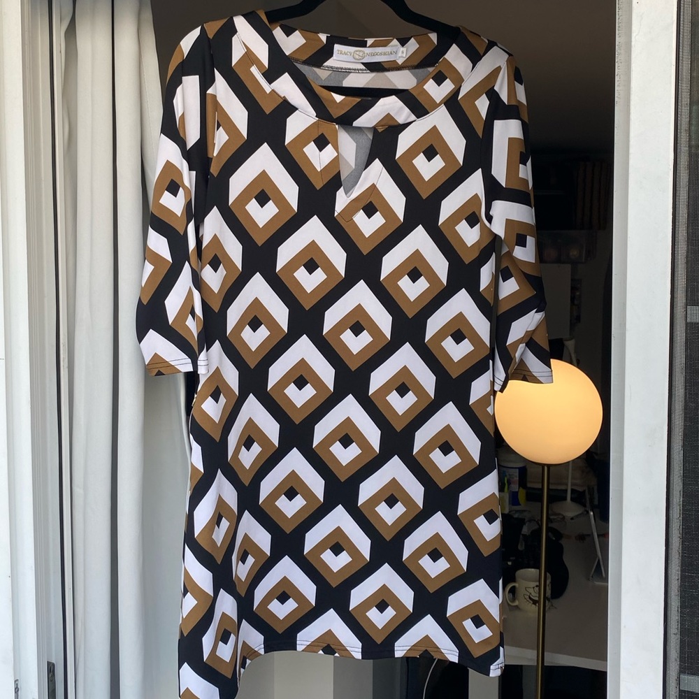 Tracy Negoshian Geometric Print Sheath Dress